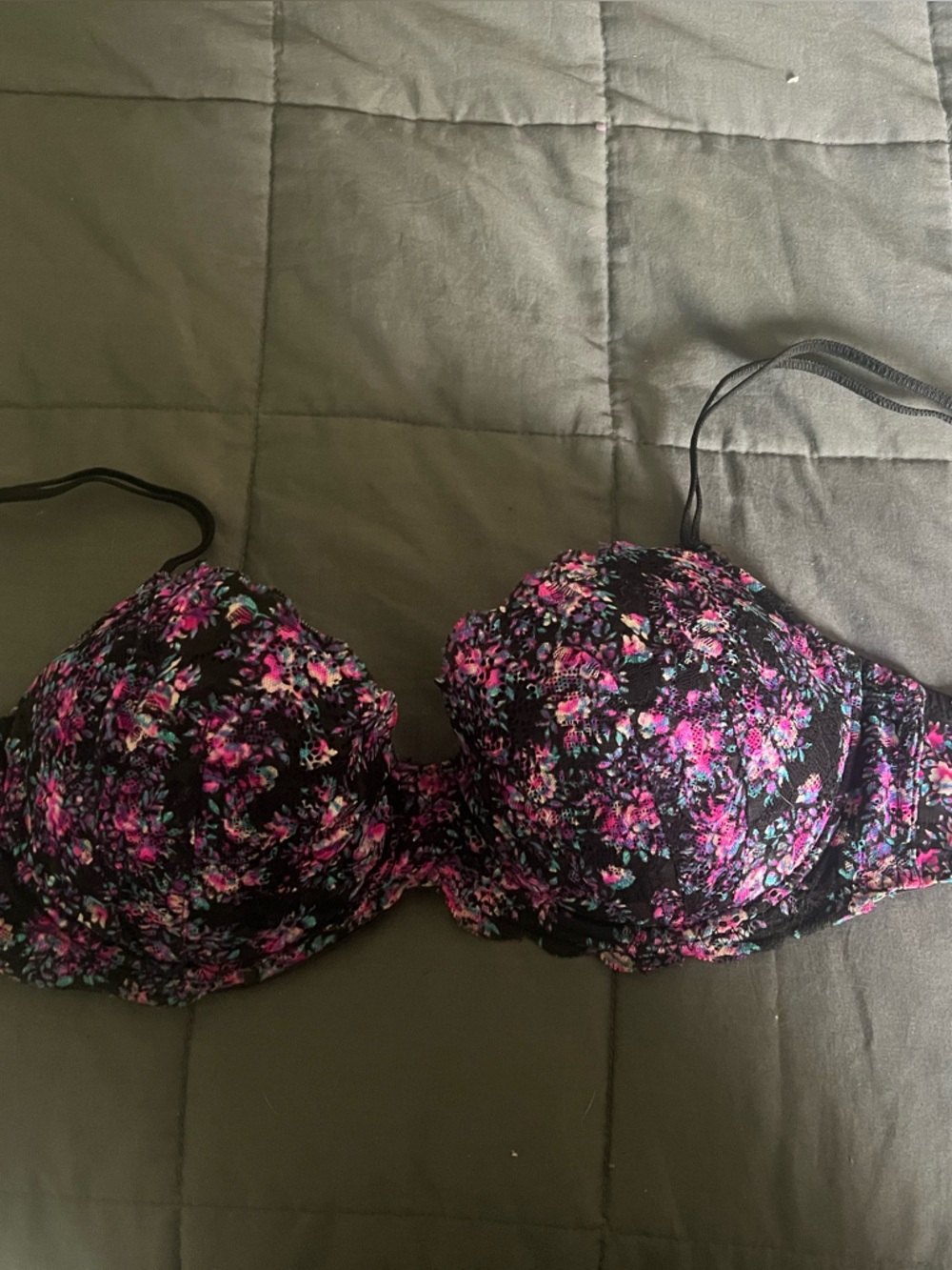 PINK Black purple Pink Floral Print VS 36D